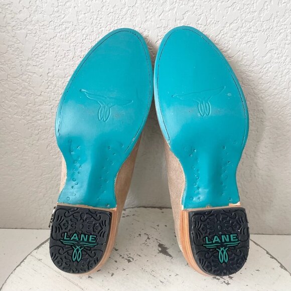 Lane Plain Jane Mule Womens 6.5 Latte Suede Cowboy Boots Western Slip On Short - Picture 8 of 10